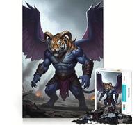 Winged Tiger Demon War-Torn Landscape 1000-piece Jigsaw Puzzles Brain Training Fun Tight Interlock No Gaps Bonding Activity for Loved Ones (38x52cm)