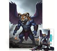 Winged Tiger Demon War-Torn Landscape 1000 Piece Jigsaws for Adults Brain Recall Game Tight Interlock No Gaps Calming Mental Break Activity (50x75cm)