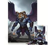 Winged Tiger Demon War-Torn Landscape 1000 Piece Jigsaws for Teenagers Puzzle Recall Skill Restful Escape Crisp Edges Cozy Xmas Gift (50x75cm)