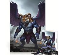 Winged Tiger Demon War-Torn Landscape for Adults 1000 Piece Jigsaw Puzzle Mental Exercise Serene Escape Snug Lock (38x26cm)