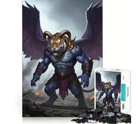 Winged Tiger Demon War-Torn Landscape Jigsaw for Adults1000 Pieces Brain Focus Game Precision Cut Smooth Edges Amusing Challenge for Waiting Time (38x26cm)