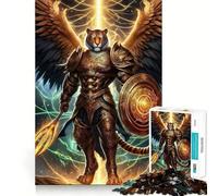 Winged Tiger Warrior Golden Armor 1000 Piece Jigsaws for Adults Brain Recall Game Tight Interlock No Gaps Calming Mental Break Activity (50x75cm)
