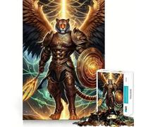Winged Tiger Warrior Golden Armor Jigsaw Puzzle 1000 Recall Fun Play Advanced Laser Cutting Tech Holiday Indoor Entertainment Toy (38x52cm)
