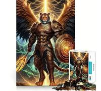 Winged Tiger Warrior Golden Armor Jigsaw Puzzles for Adults 1000 Mind Boost Game Uniform Size Precise Pieces Travel-friendly Brain Game Gift (38x26cm)