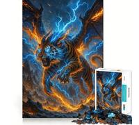 Winged Tiger with Lightning Power Jigsaw for Teenagers 1000 Pieces Mental Improve Play Uniform Size Precise Pieces Family Fun Night Activity (50x75cm)