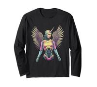 Winged Unicorn Cyborg Fusion Design Long Sleeve T-Shirt