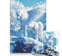 Winged Unicorn in Winter 1000 Piece Teenager Puzzles Cognitive Boost Fun Tight Lock No Loose Pieces Engaging Way to Pass Free Hours (38x26cm)