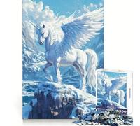 Winged Unicorn in Winter 1000 Pieces Jigsaw Puzzles for Teenagers Smart Exercise Leisure Activity Seamless Lock Birthday Gift (38x26cm)