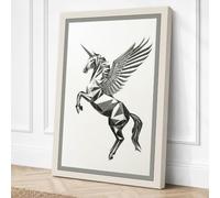 Winged Unicorn Rearing Canvas Wall Art Print 24x16 Inch (61 x 41 cm)