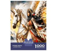 Winged Unicorn Rider 1000 Piece Classic Jigsaw Puzzle Mythic Adventure Vibe Puzzle for Adults Thick Cardboard Impossible Hard Challenging Decompression Wall Decor Relaxation Creativity 52x38cm/1000pcs