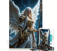 Winged Warrior Angel in Golden Armor Adults Puzzles 1000 Piece Jigsaws Recall Skill Fun High Precision Die Cut Easy to Learn Family Enjoyment (50x75cm)