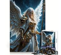 Winged Warrior Angel in Golden Armor for Adults 1000 Piece Puzzle Think Training Serene Escape Defined Edges Creative Gift (50x75cm)