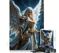 Winged Warrior Angel in Golden Armor Jigsaw 1000 Pieces for Teenagers Brain Agility Cozy Pastime Secure Join Ideal Xmas Gift (38x26cm)