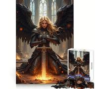 Winged Warrior Angel with Sword in Ruins 1000 Pieces Jigsaw Puzzles for Teenagers Smart Exercise Leisure Activity Seamless Lock Birthday Gift (50x75cm)