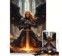 Winged Warrior Angel with Sword in Ruins 1000 Pieces Puzzles for Adults Clear Thinking Stress Relief Fun Precise Edges Lovely Gift (38x52cm)