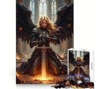Winged Warrior Angel with Sword in Ruins for Adults 1000 Piece Puzzle Think Training Serene Escape Defined Edges Creative Gift (38x26cm)