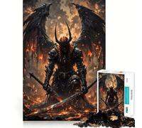 Winged Warrior in Fiery Landscape Jigsaw Puzzle 1000 Piece Mental Fun Game No Gap Tight Fitting Design for Family Gatherings (50x75cm)