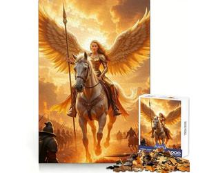 Winged Warrior on Horseback 1000 Pieces Jigsaw Puzzles for Teenagers Clear Thinking Gentle Engagement Firm Interlock Nice Gift (38x52cm)