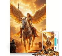Winged Warrior on Horseback Jigsaw Puzzles1000 Pieces Cognitive Train Fun Flawless Interlocking Pieces Birthday Gift Brain Teaser Toy (38x26cm)