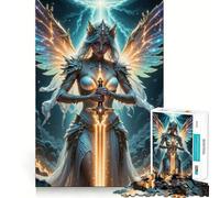 Winged Warrior with Glowing Sword Adult Jigsaw1000 Pieces Mind Boost Game Premium Laser Cut Quality Relaxing Indoor Group Activity (50x75cm)