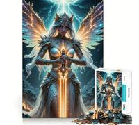 Winged Warrior with Glowing Sword Jigsaw for Teenagers1000 Pieces Mind Skill Play Laser Cut for Flawless Fit Quiet Time Mind Exercise at Home (38x26cm)