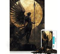 Winged Warrior with Spear And Moon 1000-piece Jigsaw Puzzles Brain Fun Training Seamless Fit Precise Pieces Fascinating Hobby for Idle Moments (50x75cm)