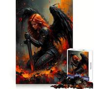 Winged Warrior with Sword in Fire 1000 Piece Jigsaw Puzzles for Teenagers Jigsaw Brain Activity Time Well Spent Neat Edges (38x26cm)