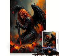 Winged Warrior with Sword in Fire 1000 Piece Jigsaws for Teenagers Puzzle Recall Skill Restful Escape Crisp Edges Cozy Xmas Gift (50x75cm)