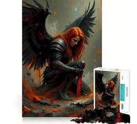 Winged Warrior with Sword Jigsaws 1000 Pieces for Adults Memory Boost Game Professional Grade Cutting Heartwarming Gathering Activity (50x75cm)