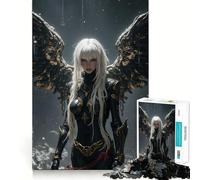 Winged Warrior Woman with Pale Hair 1000 Jigsaw Puzzle Mental Fun Game Seamless Fit Precise Pieces Relaxing Indoor Group Activity (38x52cm)