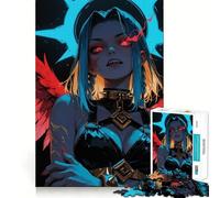 Winged Warrior Woman with Red Eyes 1000-piece Jigsaw Puzzles Brain Fun Training Seamless Fit Precise Pieces Fascinating Hobby for Idle Moments (50x75cm)