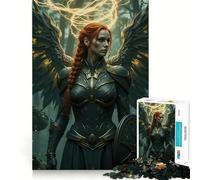 Winged Warrior Woman with Shield 1000 Piece Jigsaw Brain Skill Game High Precision Die Cut Fascinating Hobby for Idle Moments (38x26cm)