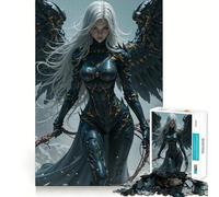 Winged Warrior Woman with White Hair 1000 Piece Jigsaws for Adults Brain Training Fun Clean Cut Sturdy Components Calming Mental Break Activity (38x26cm)