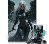 Winged Warrior Woman with White Hair Jigsaw Puzzles 1000 Mind Skill Play Premium Laser Cut Quality Quiet Time Mind Exercise at Home (38x52cm)
