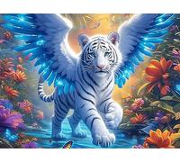 Winged White Tiger 1000 Piece Count Premium Jigsaw Puzzle Wildlife For Adults Teens 14+ Concentration Training Indoor Game Family Game Night Creativity Gift Giving 1000 PCS/75x50cm