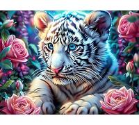 Winged White Tiger 1000 Pieces Jigsaw Puzzles Magical Cosmic Creatures For Men Educational Decompression Adults Anxiety Memory Care Mothers Valentines Premium Cardboard 1000 PCS/75x50cm