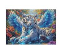 Winged White Tiger 300 Pc DIY Jigsaw Puzzle Puzzles for Adults Teens Hard Challenging Team Building Stress Reducing Autumn High-grade Rigid Cardboard 300 PCS/40x28cm