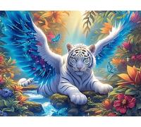 Winged White Tiger 300 PCS/40x28cm Jigsaw Puzzles Colorful Fantasy Wildlife Puzzles for Adults Teens Fun Family Game Team Building Stress Reducing Autumn Eco Friendly Cardboard 300 PCS/40x28cm