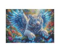 Winged White Tiger 300-piece Jigsaw Puzzle Set Animal Pet Doll For Adults Teens 14+ Logic Skill Indoor Game Family Game Night Summer Thick Cardboard 300 PCS