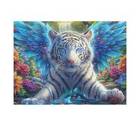 Winged White Tiger 500 Pieces Premium Jigsaw Puzzle Animal Pet Wildlife Adult Jigsaws Educational Challenge Mental Exercise Wall Art Winter Thick Cardboard 500 PCS