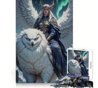 Winged Woman Riding A Giant Owl 1000 Pieces Puzzles for Adults Cognitive Boost Mindful Escape Tight Lock (38x52cm)
