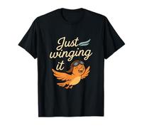Winged Wonders Aviator Bird Just Winging It Design T-Shirt