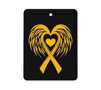 Winged Yellow Ribbon Cancer Awareness Car Aromatherapy Tablets Air Freshener Hanging Scented Cards for Rooms Bathrooms Wardrobe Square