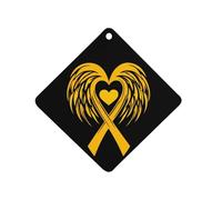 Winged Yellow Ribbon Cancer Awareness Car Aromatherapy Tablets Air Freshener Hanging Scented Cards for Rooms Bathrooms Wardrobe Rhombus