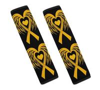 Winged Yellow Ribbon Cancer Awareness Car Seat Belt Pad Strap Belts Covers Universal Auto Part Accessories 2PCS
