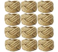 WINGFISH Woven Napkin Rings Set of 12, Rustic Jute Napkin Rings, Natural Brown, Round Shape, Perfect for Farmhouse, Coastal, and Rustic Table Settings