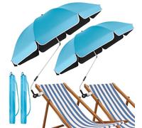 WingFly 2 Pack Beach Chair Umbrella with Clamp, UPF50+ Canopy Umbrella with clip, 360°Adjustable Portable Outdoor Wheelchair, Patio, Golf Carts,Camping(Not Include Chair) (light blue)