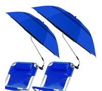 WingFly 2 Pack Beach Chair Umbrella with Clamp, UPF50+ Double Canopy Umbrella with clip, 360°Adjustable Portable Outdoor Wheelchair, Patio, Golf Carts,Camping(Not Include Chair) (royal blue)