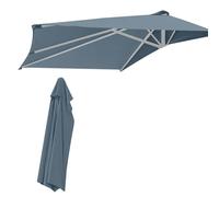 WingFly 9Ft Half Umbrella Replacement Parasol Canopy, 5 Ribs Semi-Circular Garden Parasol, Half Round Replacement Top Cloth Sunshade Cover for Garden Patio Wall Fence (Grey)