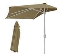 WingFly 9Ft Half Umbrella Replacement Parasol Canopy, 5 Ribs Semi-Circular Garden Parasol, Half Round Replacement Top Cloth Sunshade Cover for Garden Patio Wall Fence (Khaki)